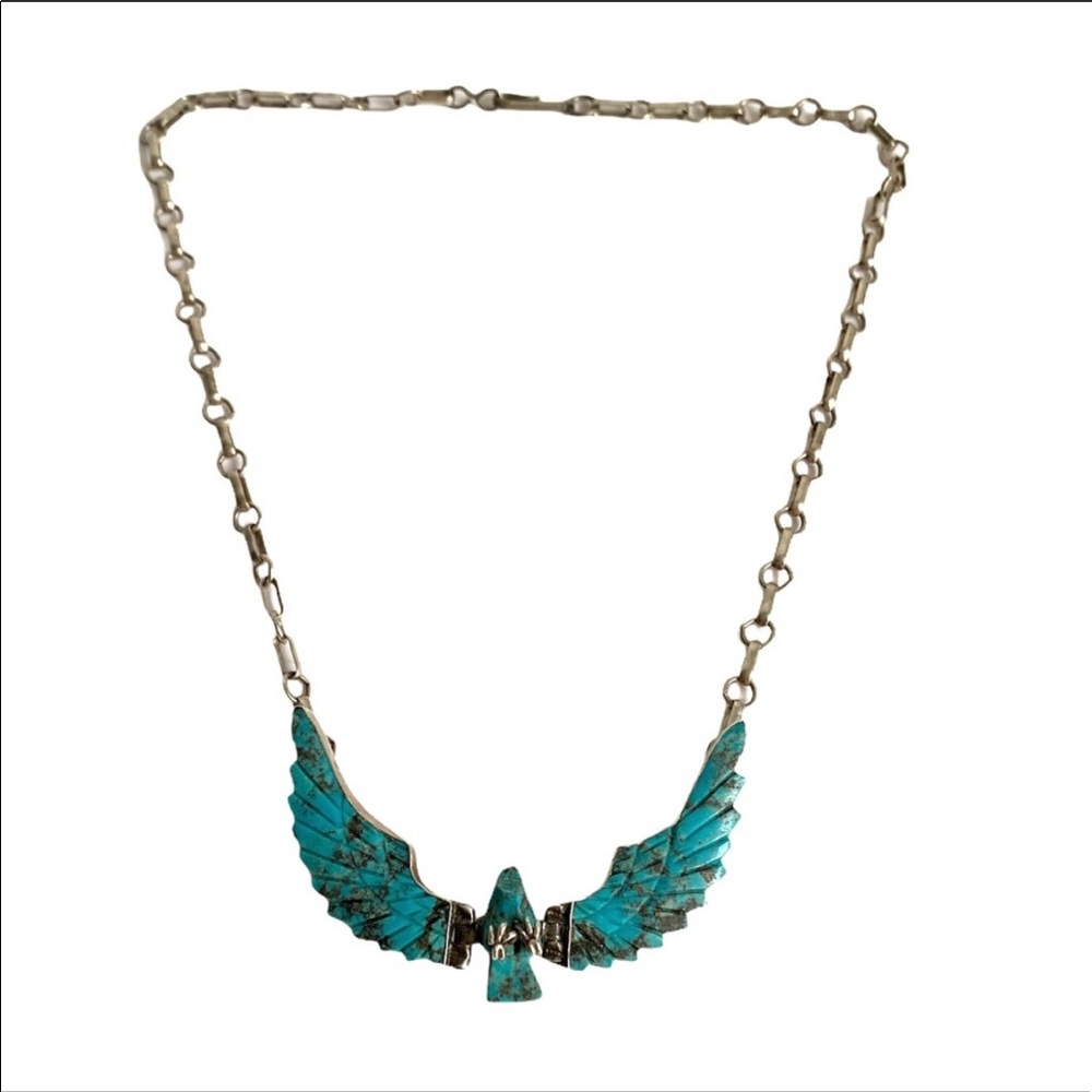 Vintage Native American Eagle Turquoise Necklace